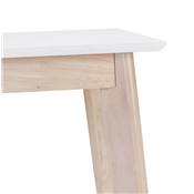 Table haute design carré 'RUSTIK' en bois blanc avec 4 pieds en bois naturel