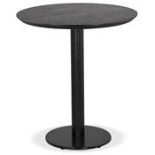 Petite table industriel ronde 'SMALL FERRO' en bois noir pied central métal noir – Ø 60 cm