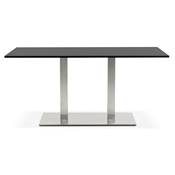 Table / bureau design 'TVILLIN MEDIUM' noire en bois pied en central acier brossé - 160 x 80 cm