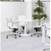 Petite table / table salle de réunion ronde 'KAZA MINI' bois pied central métal blanche – Ø 90 cm
