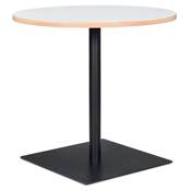 Table ronde 'KRUBBA' blanche en bois et pied central en métal noir à base carrée - Ø 80 cm