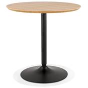 Table de salle à manger ronde industriel 'SPARK' en bois naturel pied central rond en métal noir - Ø 80 cm