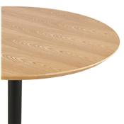 Table de salle à manger ronde industriel 'SPARK' en bois naturel pied central rond en métal noir - Ø 80 cm