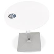 Table design ronde intérieur / extérieur 'RAMO' blanc pied central transparent et gris - Ø 80 cm
