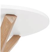 Table ronde design 'FAST GLAS' blanche et pieds en chêne massif - Ø 120 cm