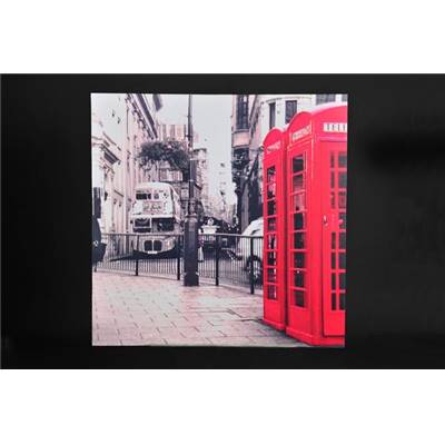 Tableau Londres 'London City' bus cabine téléphonique rouge - - 80 x 80 cm