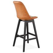 Tabouret de bar design 'CHAIRMAN BLACK EDITION' marron avec 4 pieds en bois noir dossier haut