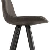 Tabouret de bar 'MODEN' microfibre grise 4 pieds bois noir repose pieds et pieds doré dossier haut