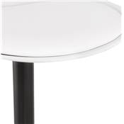 Tabouret de bar réglable design 'BAROK' pivotant blanc pied et repose pieds métal noir dossier haut