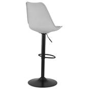 Tabouret de bar réglable design 'BAROK' pivotant gris pied et repose pieds métal noir dossier haut