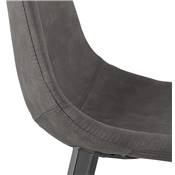 Tabouret de snack mi-hauteur 'KAFTY MINI' en microfibre grise 4 pieds en métal noir dossier haut