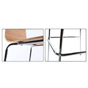 Tabouret de bar design 'Kadra' en bois zébré avec 4 pieds en métal chromé et dossier haut