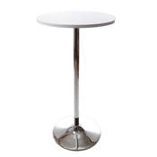 Table de bar haute design ronde ‘Bistro’ blanche avec pied central en métal chromé