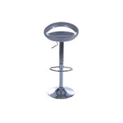 Tabouret de bar réglable design 'Romeo' pivotant gris avec pied central en métal chromé