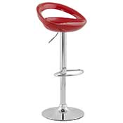 Tabouret de bar réglable design 'Romeo' pivotant rouge avec pied central en métal chromé