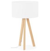 Lampe à poser scandinave trépied 'Stätiv' abat-jour blanc 3 pieds en bois naturel