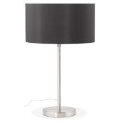 Lampe à poser design 'Okno' abat-jour cylindrique noir socle en métal brossé réglable