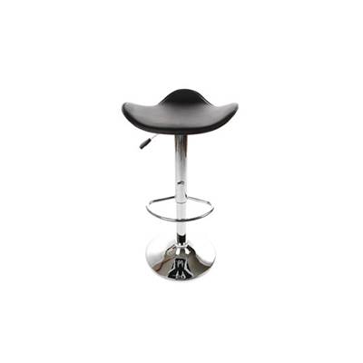 Tabouret de bar réglable design 'Torro' pivotant noir pied central et repose pieds en métal chromé