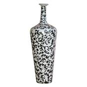 Grand vase soliflore baroque 'Amphore' blanc et noir