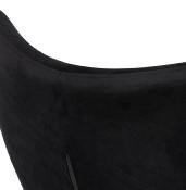 Fauteuil à oreilles capitonné design 'ELEGAN' en velours noir pieds en bois noir