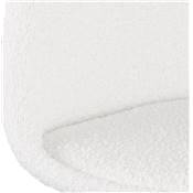 Tabouret de bar scandinave 'Circle' tissu bouclé blanc 4 pieds bois repose pieds chromé dossier haut