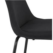 Tabouret de bar design moderne 'Tekno' en tissu noir avec 4 pieds en métal noir et dossier haut