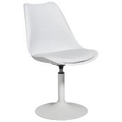 Chaise design pivotante 'Tulipe Kolor' blanche pied central - Set de 2