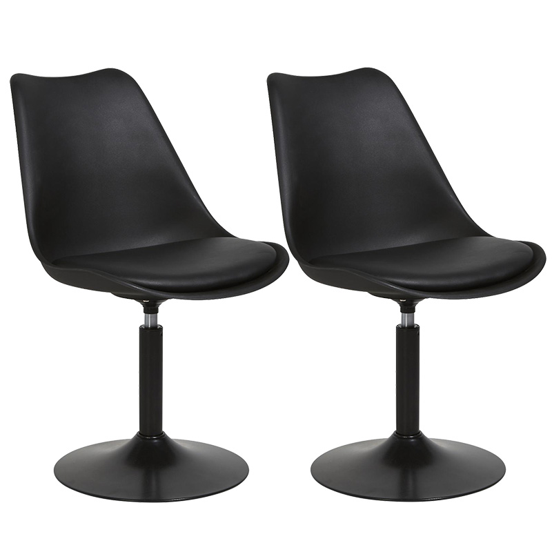 Chaise design pivotante 'Tulipe Kolor' noire pied central - Lot de 2