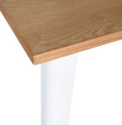Table de salle à manger carré style industriel 'ORIANE' avec plateau bois naturel et pieds en métal blanc - 76 x 76 cm
