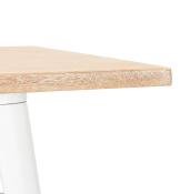 Table de salle à manger carré style industriel 'ORIANE' avec plateau bois naturel et pieds en métal blanc - 76 x 76 cm