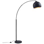 Lampadaire design 'Arc' abat jour, structure et socle en métal noir mat