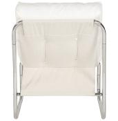 Fauteuil lounge 'Capiton' blanc pieds en métal chromé