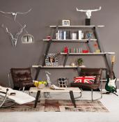 Fauteuil lounge 'Capiton' marron pieds en métal chromé
