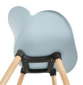 Chaise design scandinave à accoudoirs 'Lotusträ' bleue avec 4 pieds en bois naturel