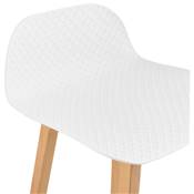 Tabouret de snack mi-hauteur design scandinave 'Skala' blanc pieds tréteaux bois naturel dossier bas