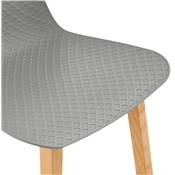 Tabouret de snack mi-hauteur design scandinave 'Skala' gris pieds tréteaux bois naturel dossier bas