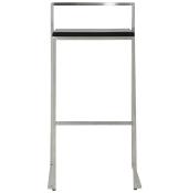 Tabouret de bar empilable design carré 'Iron' noir avec pieds en métal brossé et dossier bas