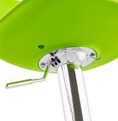 Tabouret de bar réglable design 'Sohoye' pivotant vert pied et repose pieds chromé dossier haut