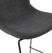 Tabouret de snack mi-hauteur empilable design 'Verk Mini' tissu gris foncé 4 pieds métal noir dossier haut