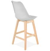 Tabouret de snack mi-hauteur design scandinave 'Chairman Mini' gris 4 pieds en bois et dossier haut