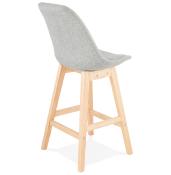 Tabouret de snack mi-hauteur scandinave 'Chairman Mini' en tissu gris 4 pieds en bois dossier haut