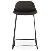 Tabouret de snack mi-hauteur 'Steelblack Mini' noir repose pieds tréteaux métal noir dossier bas