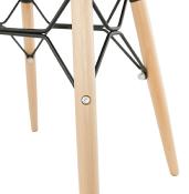 Tabouret bas scandinave 'Solo' blanc avec 4 pieds en bois naturel