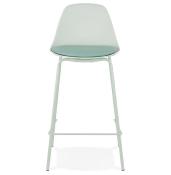 Tabouret de snack mi-hauteur moderne 'Tekno Mini' vert clair avec 4 pieds en métal vert et dossier haut
