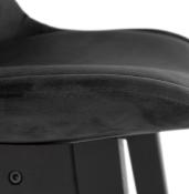 Tabouret de bar design scandinave 'Chairman Black Edition' velours noir 4 pieds en bois noir dossier haut