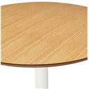 Table de bar haute design ronde 'Standup' mange debout en bois naturel pied central en métal blanc