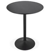 Table de bar haute design ronde 'Standup' mange debout en bois noir avec pied central en métal noir