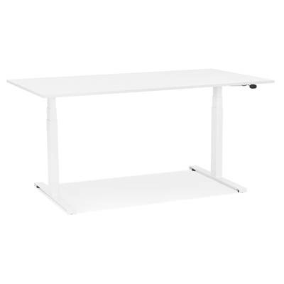 Bureau design assis-debout électrique 'SMALL SEMPLICE' bois blanc pieds métal blanc - 140 x 70 cm