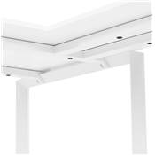 Bureau d'angle design 'MEET L' plateau en bois blanc avec pieds en métal blanc - 160 cm