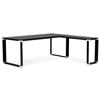 Grand bureau direction d'angle 'BUSINESS L - XL' en bois pieds métal noir et chromé – 200 x 100 cm